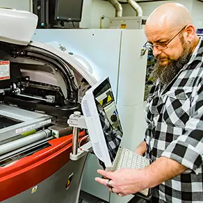 employee in a production facility