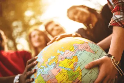 people holding a globe